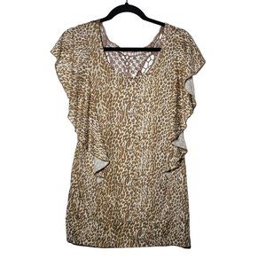 Inspire Maternity Womens Animal Print Batwing Sleeve Lace Back Shirt Size Medium